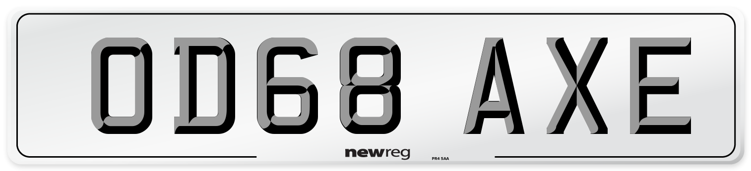OD68 AXE Number Plate from New Reg